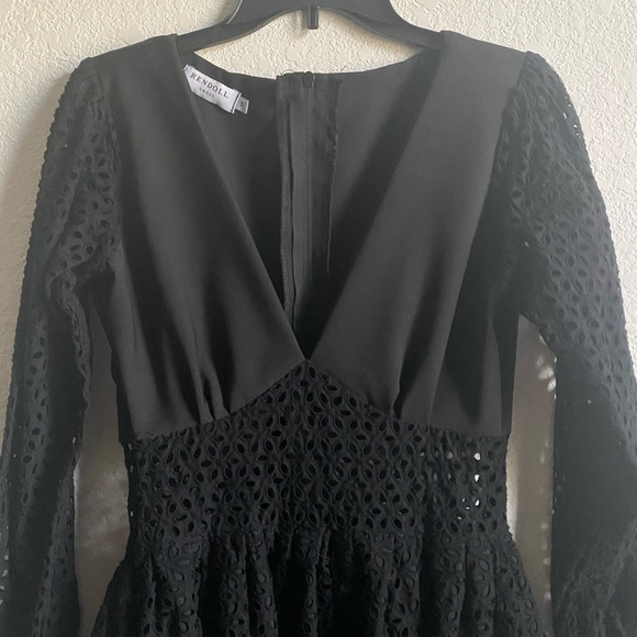 Rendoll Lagos Designer Eyelet Black Hollow Fit & Flare Whimsigoth Coquette Dress - Picture 7 of 16